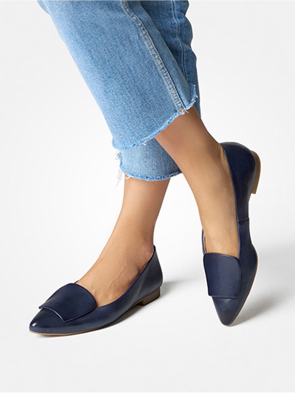 Paul Green Navy Leather Flats